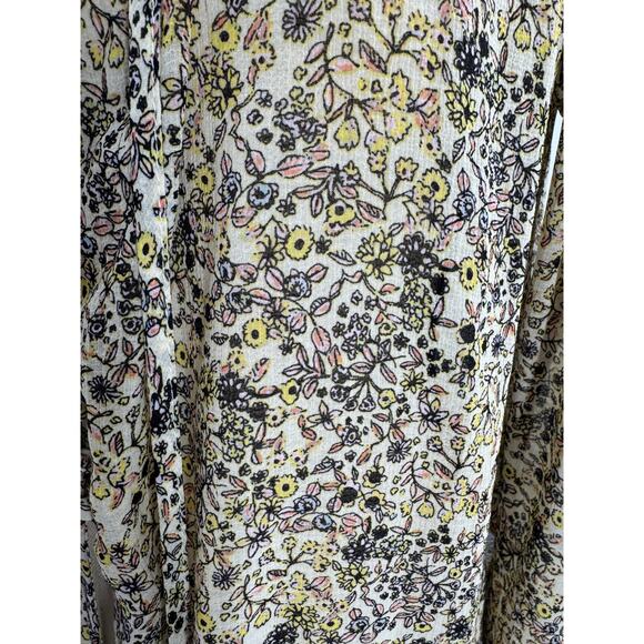Free People Ivory Cream Floral Top Ruffle Pleated Blouse Peasant Boho Small M9| - Picture 4 of 11